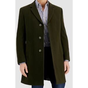 Nautica Men's Olive Green Barge Classic-Fit Wool Cashemere Overcoat Jacket 40R
